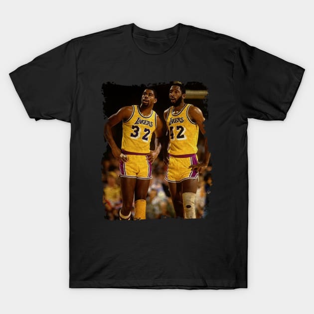 Magic Johnson and James Worthy, 1984 T-Shirt by Omeshshopart